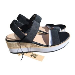 Madden NYC Talla Black Platform Espadrille Sandals Womens 11 WMMN24AM913 New
